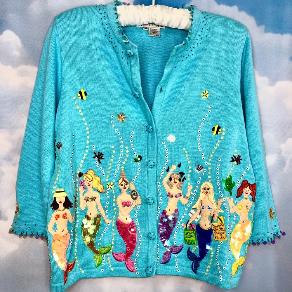 SOLD ‼️ Mermaid Sweater Appliqué Sequins